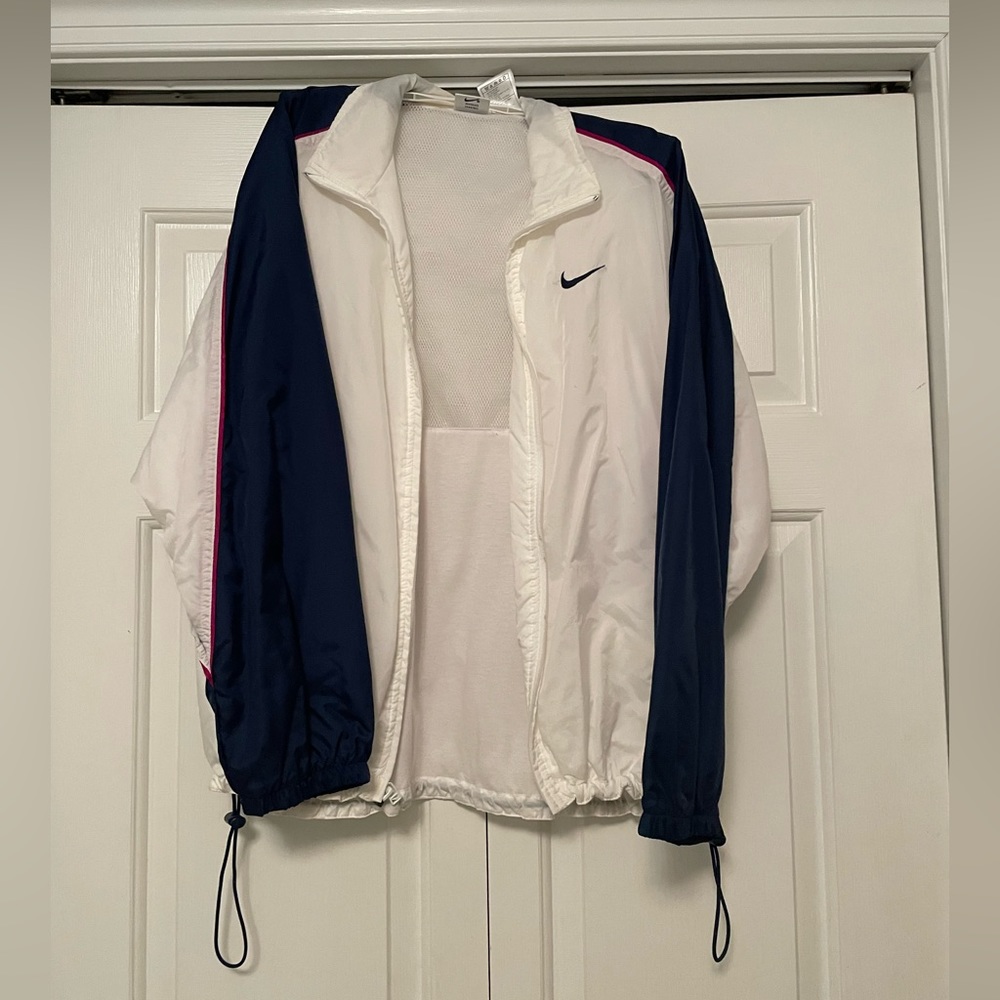 Nike White and Navy Throwback Jacket